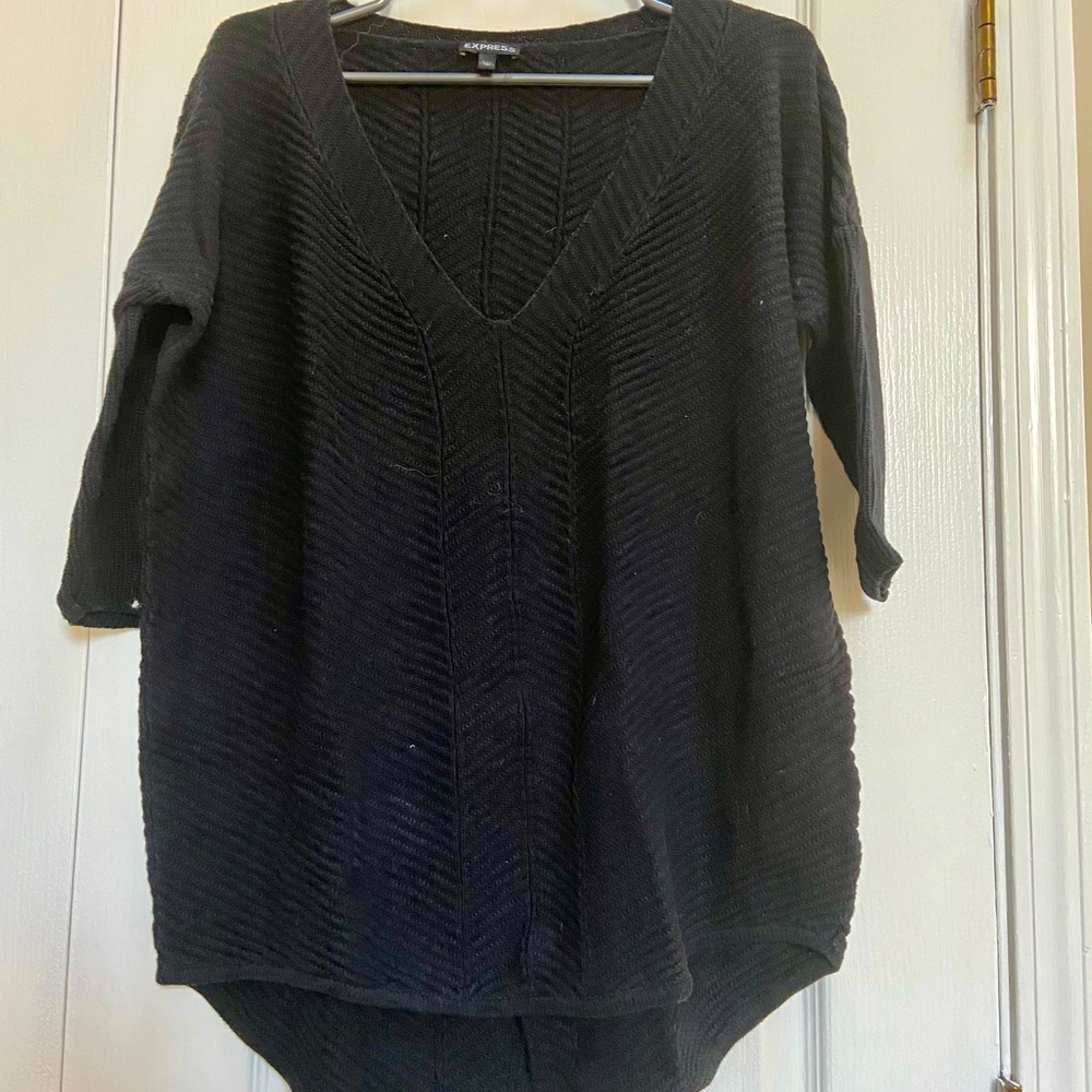3/4 Sleeve, Black Sweater